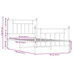 Metal Bed Frame without Mattress with Footboard Black 90x190cm 353547