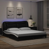 ZNTS Bed Frame with LED without Mattress Black and White 180x200 cm Super King 3213953