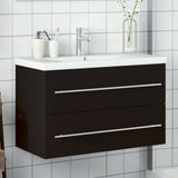 Bathroom Sink Cabinet with Built-in Basin Black 3278777