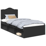 Bed Frame with Headboard Black 100 x 200 cm Solid Pine Wood 3413345