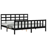 Bed Frame without Mattress Black 200x200 cm Solid Wood Pine 3192125