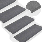 ZNTS Stair Mats Self-adhesive 30 pcs Grey 65x24.5x3.5 cm 3365913