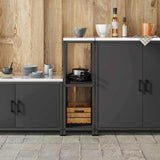 Kitchen Storage HATTEM Black 30 x 50 x 92 cm Steel 874975