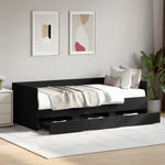 ZNTS Daybed with Drawers without Mattress Black 75x190 cm Small Single 3280833