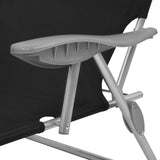 Sunlounger Black Powder-coated steel Medium Foldable 42932