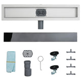 Shower Drain Glass Cover with 360&deg Siphon Black 90 cm 42015977