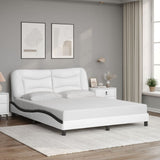 Bed Frame with LED without Mattress "Hvar" White and Black 160x200 cm 3213947