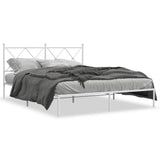 Metal Bed Frame without Mattress with Headboard White 150x200cm 376553