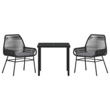 Garden Dining Set with Cushion 3 pcs Black Poly Rattan 3380869