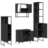 4 Piece Bathroom Furniture Set Black Engineered Wood 3214710