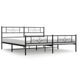 Metal Bed Frame without Mattress with Footboard Black 183x213cm 355290