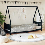 Kids Bed Frame Black 80x200 cm Solid Wood Pine 834497