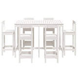 7 Piece Garden Bar Set White Solid Wood Pine 3154761