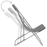 Beach Chair Set of 2 Grey Powder-coated steel Standard 44361