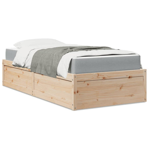 ZNTS Bed with Mattress 90x190 cm Single Solid Wood Pine 3281955