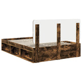 Bed Frame Smoked Oak 150 x 200 cm Solid Pine Wood 3412474