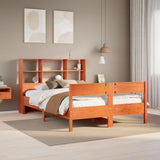Bookcase Bed without Mattress Wax Brown 135x190cm Double Solid Wood Pine 3323004