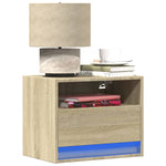 ZNTS Wall-mounted Bedside Cabinets with LED Lights 2 pcs Sonoma Oak 852066
