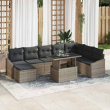Sofa Set with Cushion with Storage 9 pcs Grey Poly Rattan 3349055