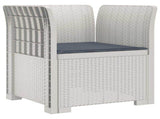 1-Seater Armchair with Cushion Rattan Look PP White 8011863