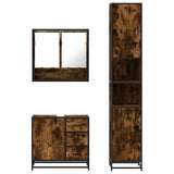 3 Piece Bathroom Furniture Set Smoked Oak Engineered Wood 3301107