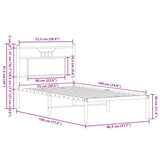 Bed Frame without Mattress Smoked Oak 75x190 cm Small Single Engineered Wood 4106733