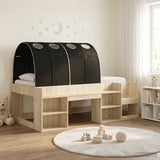Bed Frame with Tunnel with Shelf 3 pcs Sonoma Oak and Black 3423628