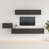 5 Piece TV Cabinet Set Black Engineered Wood 3114431