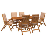 7-Piece Garden Dining Set Natural Solid Acacia Wood 3434490