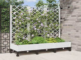 Garden Planter with Trellis&Wheels White 120 x 40 x 131.5 cm PP 3423055