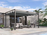 3 x 2m Retractable Roof Gazebo, Wall Mounted Pergola Canopy Garden Shelter for Sun Shade, Grey T3398P310855