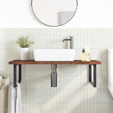 Basin Shelf Wall Mounted Steel and Solid Wood Oak 3302489
