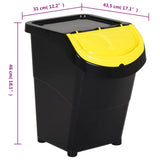 Stackable Waste Bins with Lids 3 pcs Black PP 120 L 364071