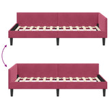 Corner Bed Frame with Headboard Wine Red 90 cm x 200 cm Velvet 42016158