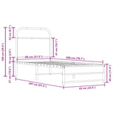 Bed Frame Without Mattress 80x200 cm Smoked Oak Engineered Wood 4100365