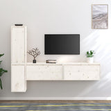 TV Cabinets 4 pcs White Solid Wood Pine 3100280
