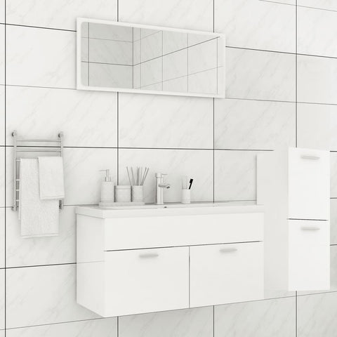 ZNTS Bathroom Furniture Set High Gloss White Engineered Wood 3071474