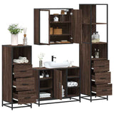 4 Piece Bathroom Furniture Set Brown Oak Engineered Wood 3301274