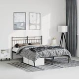 Metal Bed Frame without Mattress with Headboard Black 150x200cm 373693