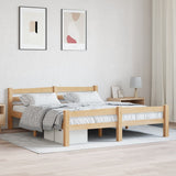 Bed Frame Natural wood Solid pinewood and plywood Double Durable 322065