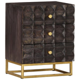 Bed Cabinet Black Solid mango wood, brass powder-coated iron Medium 320813