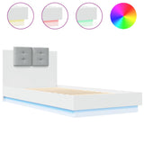 ZNTS Bed Frame with LED without Mattress White 90x200 cm 3210031