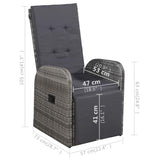 3 Piece Garden Dining Set with Cushions Grey Poly Rattan 3095351