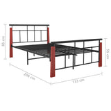Bed Frame without Mattress Metal and Solid Oak Wood 120x200 cm 324892