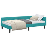 Corner Bed Frame with Headboard Turquoise 80 cm x 200 cm Velvet 42016142