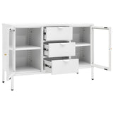 ZNTS Sideboard White 105x35x70 cm Steel and Tempered Glass 336077