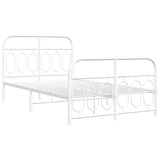 Metal Bed Frame without Mattress with Footboard White 120x200cm 377182
