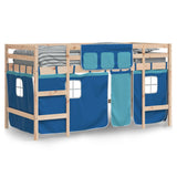 Kids' Loft Bed with Curtains without Mattress Blue 90x190cm 3206974