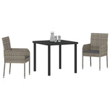 Garden Dining Set with Cushion 3 pcs Grey Poly Rattan 3380106
