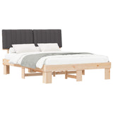 Bed Frame with Upholstered Headboard Dark Grey 160 x 200 cm 877475
